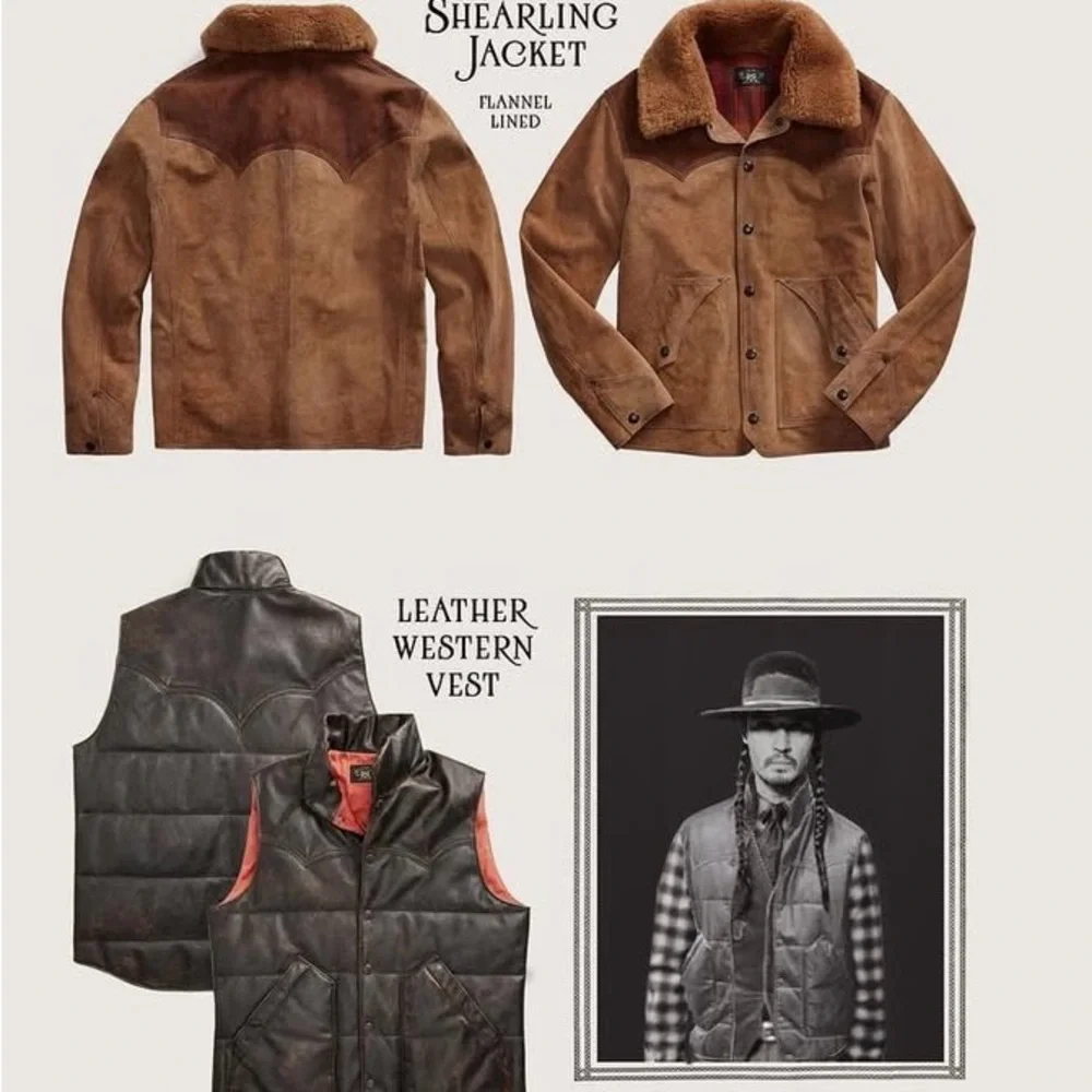 RRL Ralph Lauren Double RL Very Rare Western Quilted Leather Vest - Picture 4 of 11